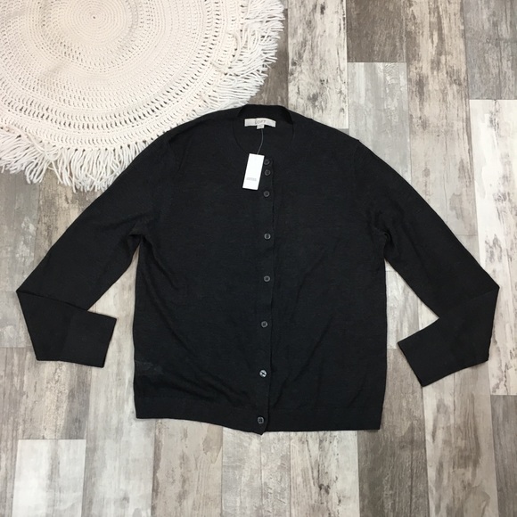 LOFT Sweaters - LOFT Charcoal Gray Cardigan Sweater NWT